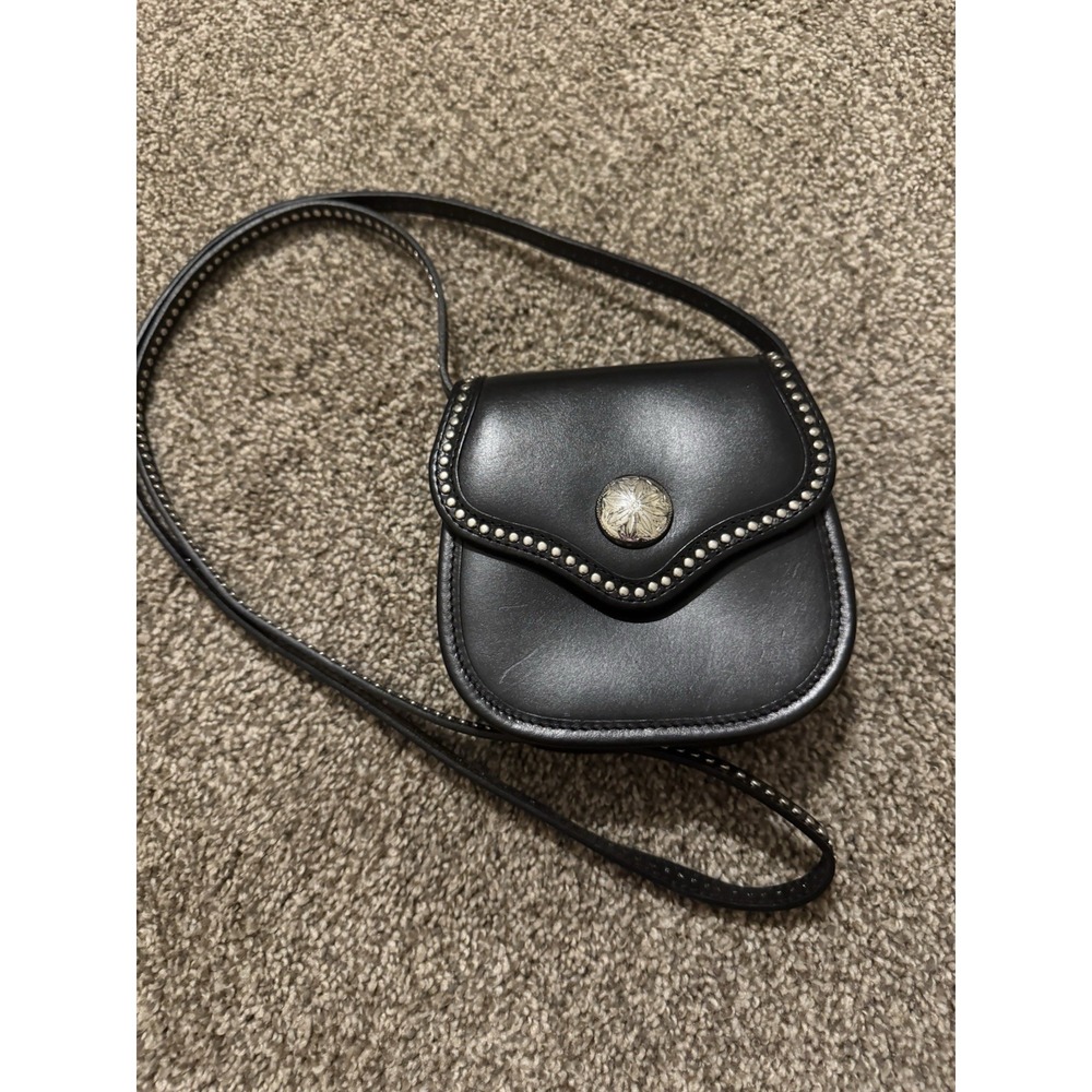 Brighton Mini Flap Bag‎ Crossbody Black Small With Strap Studded